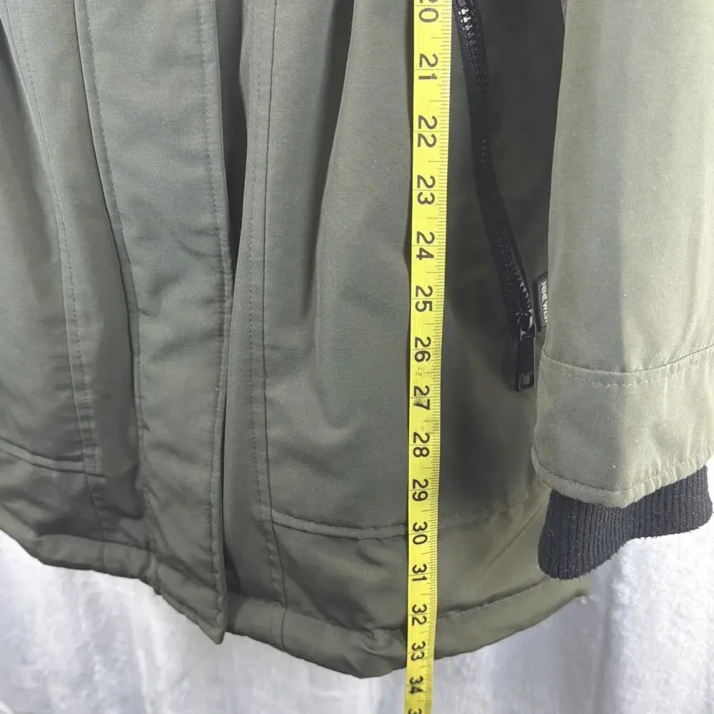 Bella Swan Faux Fur Hood Quilted Parka Coat Green Zip Jacket Womens S Nine West
